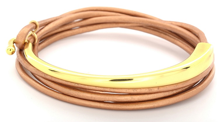 ADA Collection Gold-Plated Hook & Leather Bracelet –