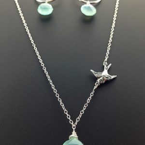 Silver Chalcedony Sparrow Chain & Earrings Duo