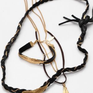 Leather Necklace, Bracelet, and Headband Trio